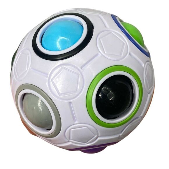 Puzzle Cube Ball, Fun Fidget Toy Brain Teaser With 11 Rainbow Colors - Picture 2 of 3